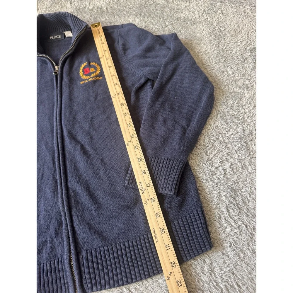The Children's Place Boys Beta Academy Cardigan 10/12 Navy Blue Full Zip Knit